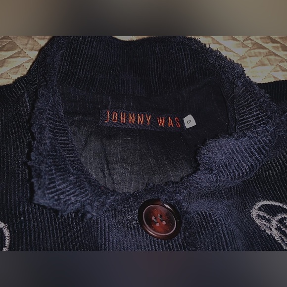 Johnny Was Navy Embroidered Corduroy Coat - Picture 9 of 12